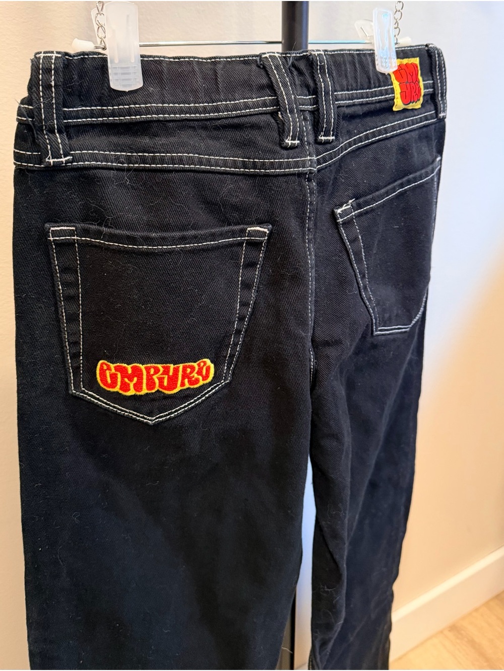 Empyre Black Contrast Stitch Baggy Jeans Size 26 Y2K Skate
